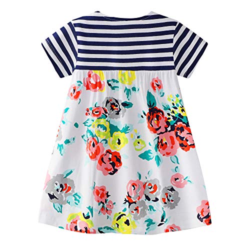 Baby Girls Casual Dresses Summer Cotton Striped Cute Printed Playwear Skirt 18M
