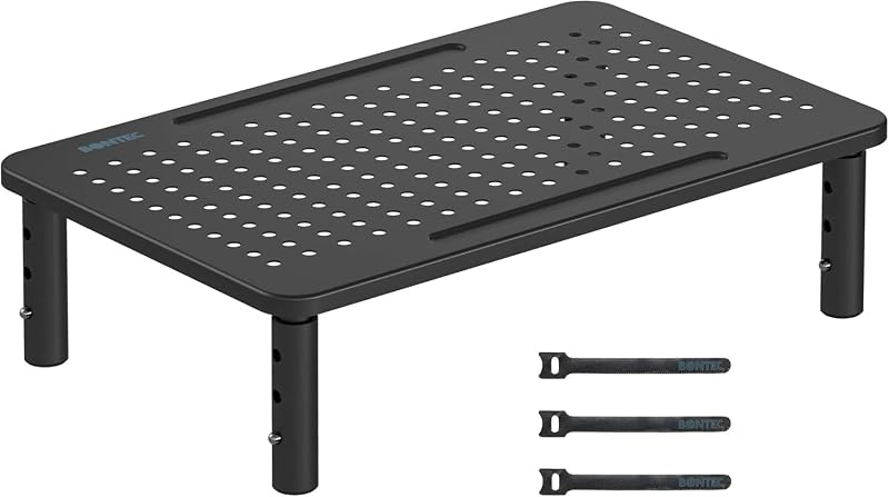 BONTEC Adjustable Monitor Stand Ergonomic Riser 3 Height Levels 100/120/140mm