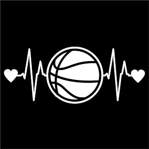 Basketball Heartbeat Vinyl Decal Sticker | Cars Trucks Vans Walls Laptops Cups | White | 7.5 X 3 Inch | KCD1212