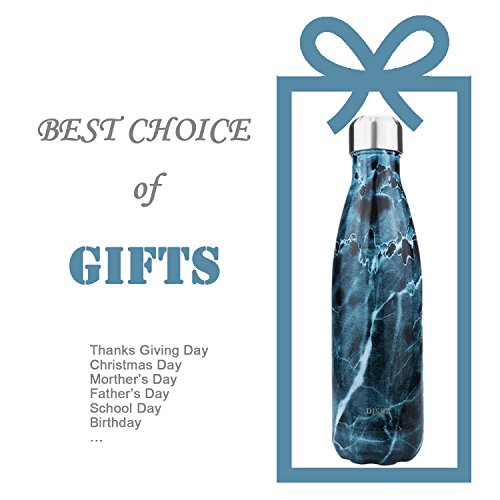 DJSBZ Vacuum Cola Shape Double Walled 18/8 Stainless Steel Water Bottle Leak-proof Keep Hot & Cold, Travel Sports Personalized Metal Water Bottle,17 Oz (500 ml) Coral Blue