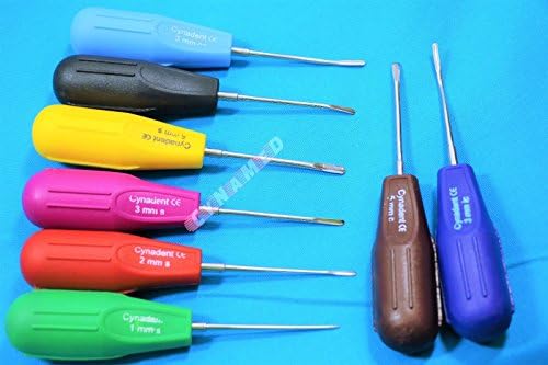NEW PREMIUM GERMAN STAINLESS Dental Elevator Tooth Extraction Tools 8 Pcs, Straight Curved & Angled