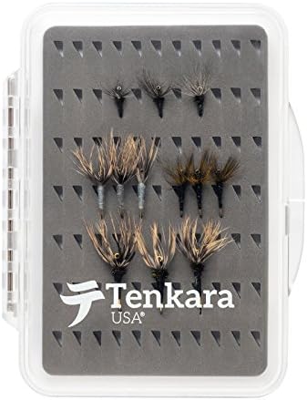 Tenkara USA 12 Tenkara Flies in Fly Box Various Sizes, 4 Patterns
