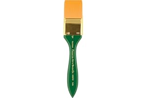 Princeton Artist Brush Co. Lauren Series 4350 - Short Handled Flat Wash Size 1-1/2 - Single Golden Synthetic Paintbrush for Watercolor and Acrylic Painting