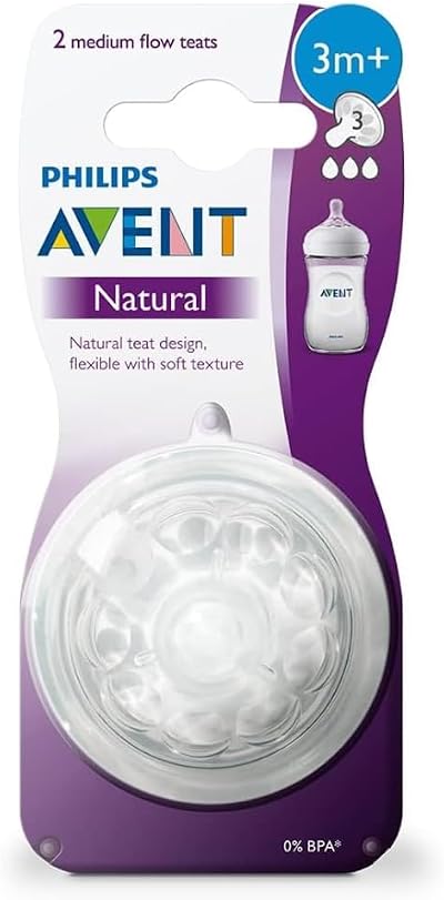 Philips Avent Natural Teat 3 Months+ Medium Flow Anti Colic Packof 2 SCF043/27