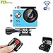 Monba ME10(Blue Color) 4K Sports Action Camera waterproof wifi camcorder 12MP 170 Ultra Wide Angle- 2x1050mAh Batteries portable package Accessory Set and Wireless Remote control