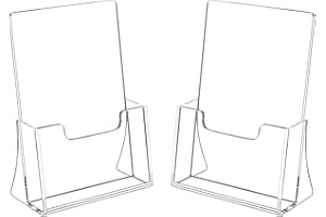 HIIMIEI Brochure Holder 8.5 x 5.5 inches, Acrylic Flyer Holder with 2 Pack, Plastic Stands for Displaying Magazines, Pamphlets, Literature, Brochures, Booklets, Menu