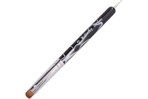 MOND'SUB French Manicure Brush -Two Way Nail Art Brush with Dotting Manicure Tool for Manicure Cuticle Clean Up Nail Art Design- Professional Nail Salon Quality Brush, Nail Dotting Pen (12#, Black)