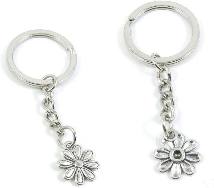 10 PCS Daisy Flower Keychain Keyring Jewelry Making Charms Door Car Key Tag Chain Ring F4II8B