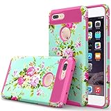GBSELL Fresh Flower Hybrid ShockProof Hard Protective Case Cover for iphone 7 Plus (Hot Pink)