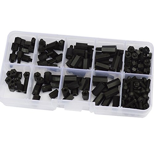 M3 Nylon Hex Standoff Plastic Thread Motherboard Spacer Prototyping Accessories for PCB, Quadcopter Drone, Computer & Circuit Board Assortment Kit (M3 Male Female ; Black) - Thumbnail 3