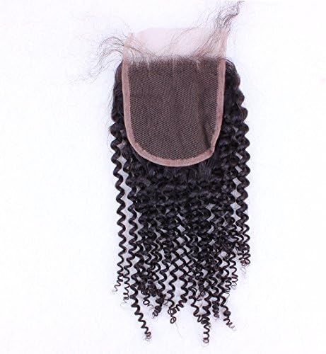 Kinky Curly Hair Lace Closure Bleached Knots Closure 4x4 Brazilian Virgin Hair Lace Closure Human Hair(18 inches free part)