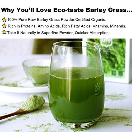 Organic Barley Grass Powder - 100% Pure Raw, 5.3oz (150g), Perfect for Beverage, Smoothie and Dessert, Rich in Proteins, Amino Acids, Vitamins, Minerals and Fiber
