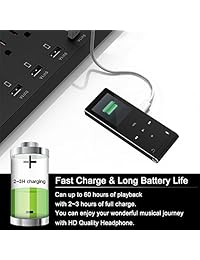 Reproductor MP3 16 GB Bluetooth Reproductor de música digital con radio FM, grabadora de voz podómetro, HIFI sin pérdida estéreo reproductor de sonido deportivo con auriculares HD soporte de hasta 128 GB (negro)