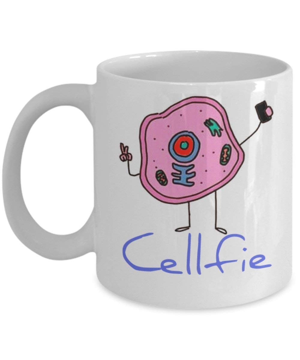 Cell Taking A Selfie Cellfie Funny Pun Biology Coffee Mug - 11Oz White Gift for Friend Husband Wife Mother Father Teachr Student in Christmas Birthday Valentine Teacher's Day