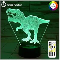 Dinosaur Toys, T Rex 3D Night Light 7 Colors Changing Night Lights for Kids with Timer & Remote Control & Smart Touch, T Rex Toys Birthday Gifts for Boys Age 2 3 4 5 6+ Year Old Boy Gifts(T-Rex 1)