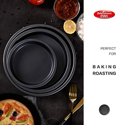 Bakerdream Non-Stick Pizza Pan Carbon Steel Pizza Tray Pie Pans Round Pizza Pan (8 inch) - Thumbnail 2