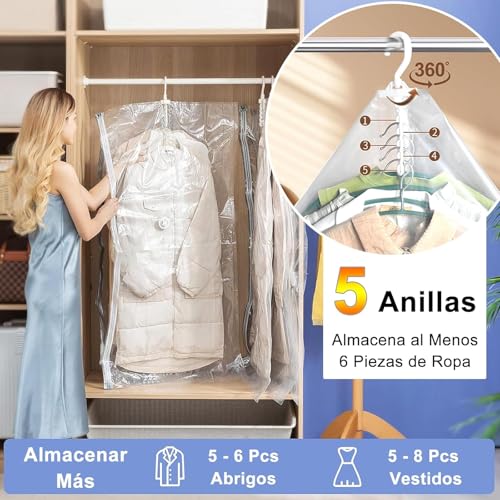 12 Pack Bolsas de Almacenamiento al Vacío Grande - Con Eléctrica Bomba, Bolsas al Vacio Ropa Reutilizables, Bolsas al Vacío Ropa de Colgantes para Colgar, Vacuum Storage Bags, Bolsa de Almacenamiento