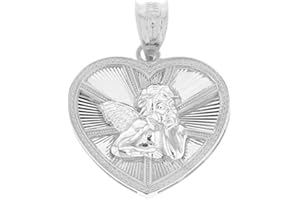 CaliRoseJewelry 925 Sterling Silver Thinking Angel Heart Charm Pendant