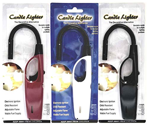 Elite Brands USA Flexible Neck Candle Lighters Pack of 03, Long Fire Lighters with Flex Wand and Adjustable Soft Flame, Ideal for Candles BBQ Grill Kitchen Fireplace, Butane Lighters