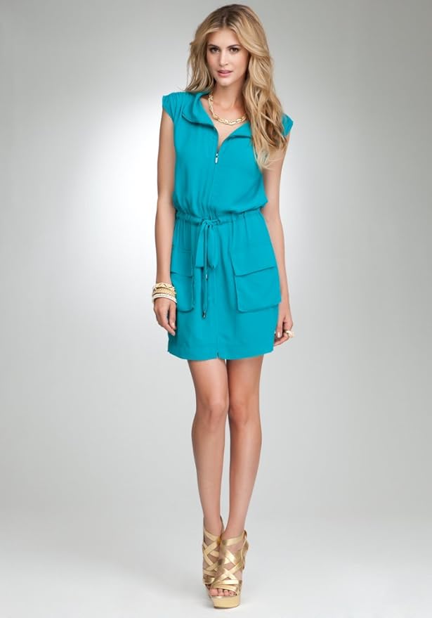 BB Zipper Front Cinched Shoulder Dress Day Dresses Capri Breezexxs at