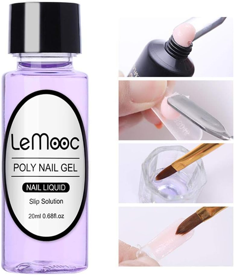 Polygel Nail Kit,20ml Nail Slip Solution Poly Building Gel Liquid Nail Liquid Slip Solution Acrylic Builder Nail Gel Extension Tool