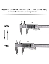 Calibrador digital de acero inoxidable de 6.0 in, calibre electrónico de precisión CUDNY de 5.906 in, función métrica, herramienta de medición de precisión duradera con pantalla LCD extragrande, función de apagado automático.