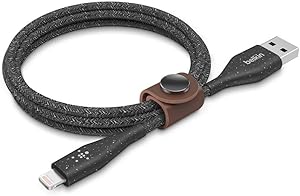 Belkin DuraTek Plus Lightning to USB-A Cable with Strap (Ultra-Strong iPhone Charging Cable, Lightning to USB Cable), 4ft/1.2m, Black