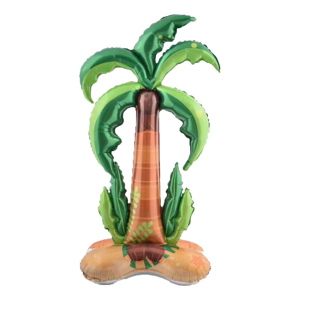 Photo 1 of 1PC Large Standing Palm Tree Shaped Aluminum Foil Balloon with Base Stand - Tropical Summer Party Decorations for Birthdays, Beach Themes, Luau & Holiday Events