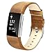 Fitbit Charge 2 Bands, Mkeke Premium Vintage Genuine Leather Replacement Wristbands Adjustable Sport Strap for Fitbit Charge 2 Smartwatch Fitness Wristband(Black/Brown)