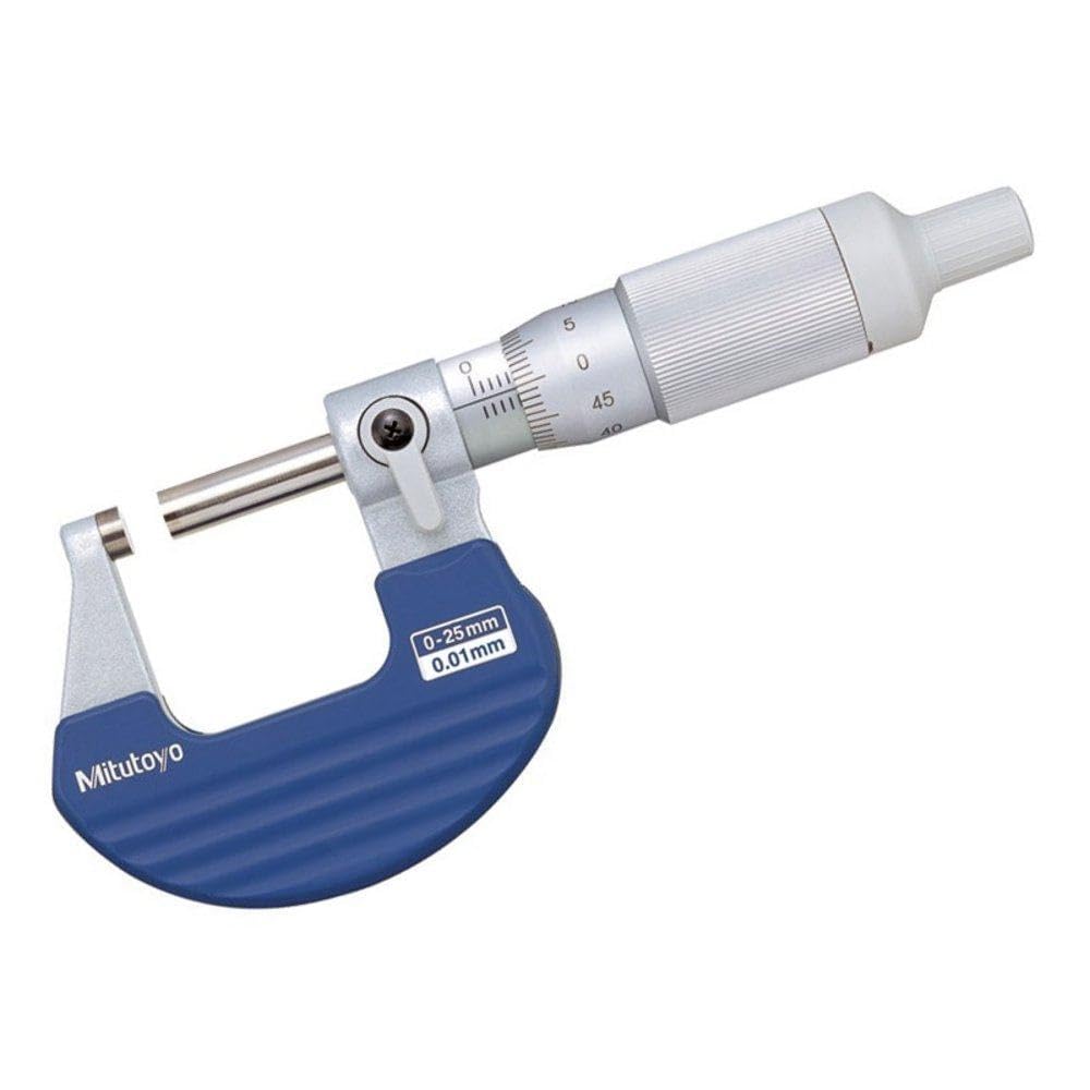 Mitutoyo MIT102-707 Ratchet Thimble Micrometer with 0.001mm Graduation, 0mm-25mm Range, Pink