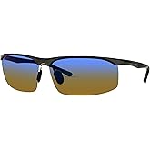 Eagle Eyes Triumph Aluminum Matte Black with Blue Flash Mirror Polarized Sunglasses Sports Semi Rimless