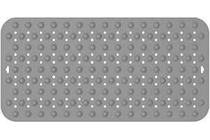 SundiooK Silicone Bath Non-slip Mat Tub and Shower, with Drain Holes & Suction Cups, Machine Washable, Beige for A