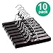 HOUSE DAY Wooden Pants Hangers 10 Pack, Non Slip Wood Skirt Hangers, Wood Jeans/Slack Hanger with 360° Swivel Hook, Clamp Hanger for Skirts, Slacks