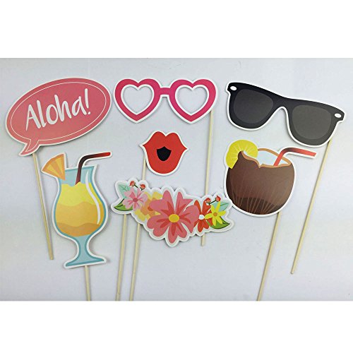 Photo Booth Props DIY Flamingo Kit 21 piece Hawaii Holiday Photobooth Dress-up Accessories & Beach Party Favors Summer Festivals Celebrations - Thumbnail 4