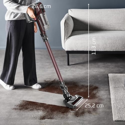 X-Pert 6.80, Aspiradora Escoba Sin Cable, Autonomía de 60 min, Limpieza 4 en 1, Ligera Solo 1,4 kg, Accesorios para Mascotas, Contenedor de Polvo extraíble y Lavable, Burdeos, RH6483E0
