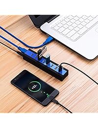 K & ZZ 8 Port Transferencia de Datos USB 3.0 Hub, incluyendo 6 puertos USB HUB + 2USB Smart Puertos de Carga con 12 V 3 A adaptador de alimentación