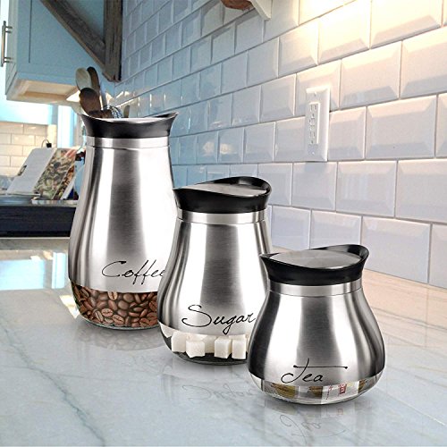 image for Circleware 68253 Cafe Contempo Glass Canister Jars, 3-Piece Set, Home 