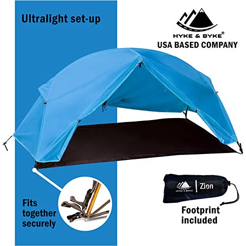 2 Person Backpacking Tent with Footprint Lightweight Zion Two Man 3 Season, Waterproof, Ultra