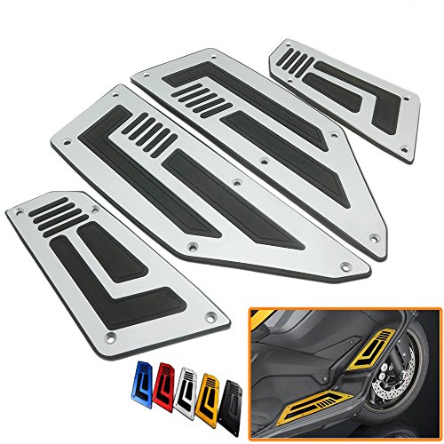 Heinmo 1 Set Front and Rear Motorcycle Foot Pegs Silver Footrest Step Motorbike Pedals Foot Pegs For Yamaha T MAX T-max 530 (Silver)