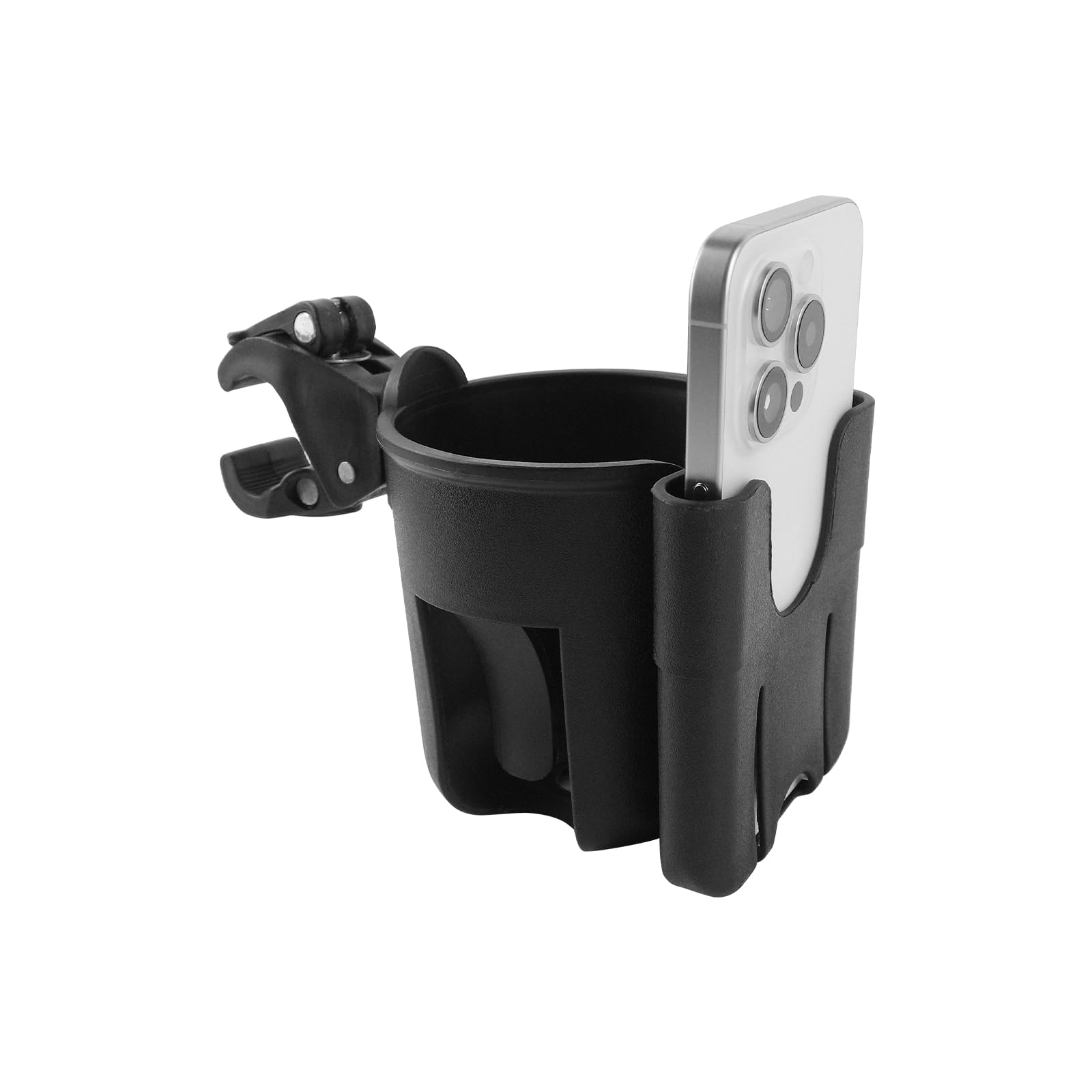 Filltown Stroller Cup Holder with Cell Phone Holder, 360° Adjustable Universal Drink Coffee Baby Bottle Cup Holder for Stroller, Pram, Bike, Wheelchair, Walker (Black)