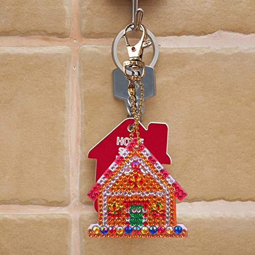 5D Diamond Painting Keychain Christmas Tree Elk Key Ring Full Drill Mosaic Making Diamond Painting Pendant for Art Craft Key Ring Phone Charm Bag Decor(5 Pack)
