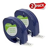 MARKLIFE Label Tape Cassettes Labeling Tape Refills Self-Adhesive Paper Tape for Dymo LetraTag Label Makers, Black Print on White, 1/2'' W x 13' L,2 Rolls