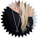 Aneneiceera Boho Long Love Heart Pendant Necklace Gold Hollow Heart Necklace Chain Long Heart Drop Necklace Chain Jewelry for Women Gifts(Gold)