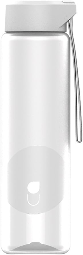 Cambsports 600 ml/21oz Sports Water Bottle with Non-slip Design,water Droplet Lid with Elastic String,wide Mouth BPA-FREE Loop Cap (white)