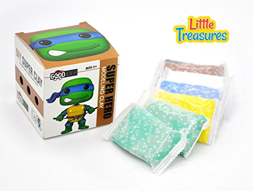 Little Treasures Green Turtle Ninja Clay Modeling and Sculpting DIY Play-Set - Create Your Favorite Cartoon Hero Characters with molding Play-Dough kit - a Fun Arts and Craft Kid's Artist Toy Project