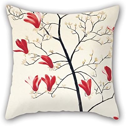 RISEE Oil Painting Kobayashi Kokei - Magnolia Tree Throw Christmas Pillow Covers Best For Drawing Room Sofa Dinning Room Couch Gf Bench 18 X 18 Inches / 45 By 45 Cm(each Side)
