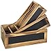MyGift Rustic Burnt Wood Nesting Storage Bins with Chalkboard Panel and Cutout Handles, Decorative Farmhouse Wooden Stackable Open Top Boxes, 3 Piece Set