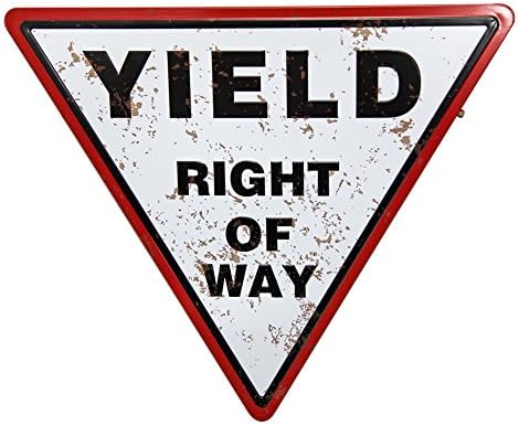 New Deco Warning Yield Righ Of Way Tin Signs Triangle Metal Borad Decorative Signs Side Size 13.5Inches