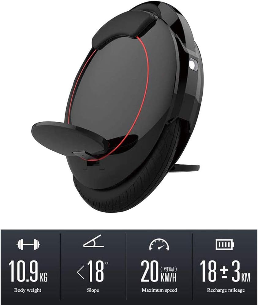 LJHHH Electric Unicycle,Plastic Pedals Contoured Ergonomic Saddle,Strong Steel Frame,One Wheel Self Balance Unicycle Outdoor Sports Fitness Exercise