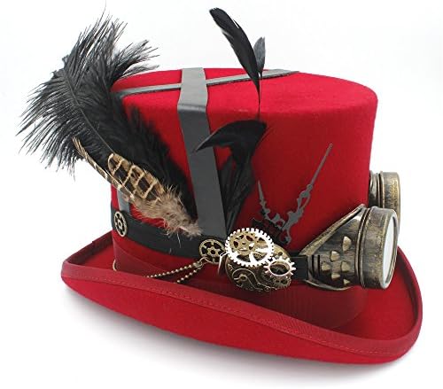 Ruiyue Wool DIY Fedora Steampunk Top Hat For Women Men Hat Millinery Steampunk Goggles ( Color : 2 , Size : 57cm )